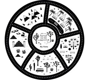 Speelkleed | stad zwart-wit rond Speelkleed | stad zwart-wit rond