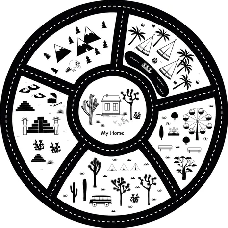 Speelkleed | stad zwart- wit rond