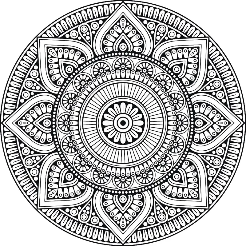 Tischset Vinyl | Mandala Schwarz Weiß