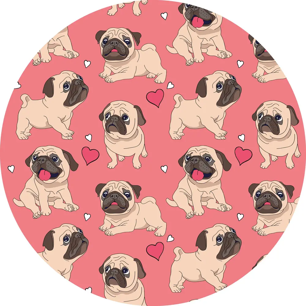 Kinderkamerkleed vinyl | Love Pugs