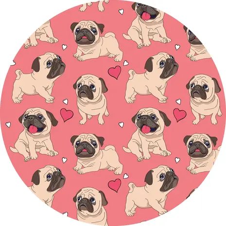 Children's room rug vinyl | Love Pugs Children's room rug vinyl | Love Pugs