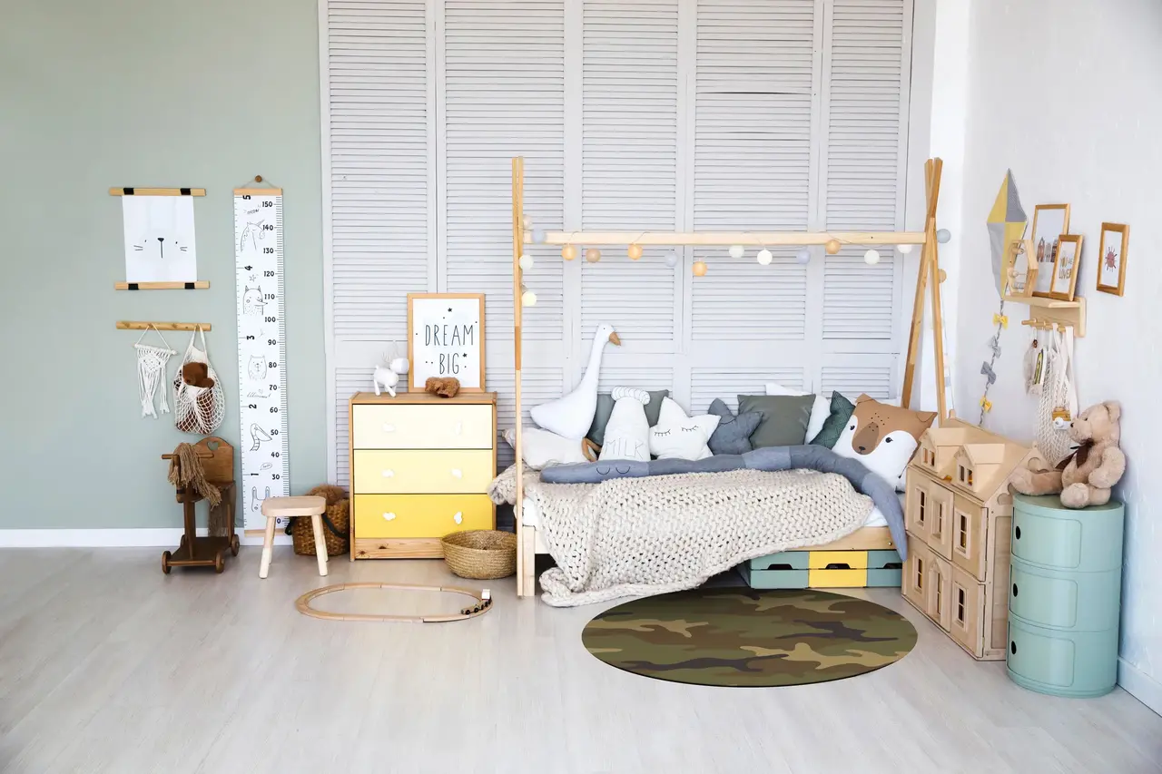 floorevents.com children's room rug vinyl | Camouflage