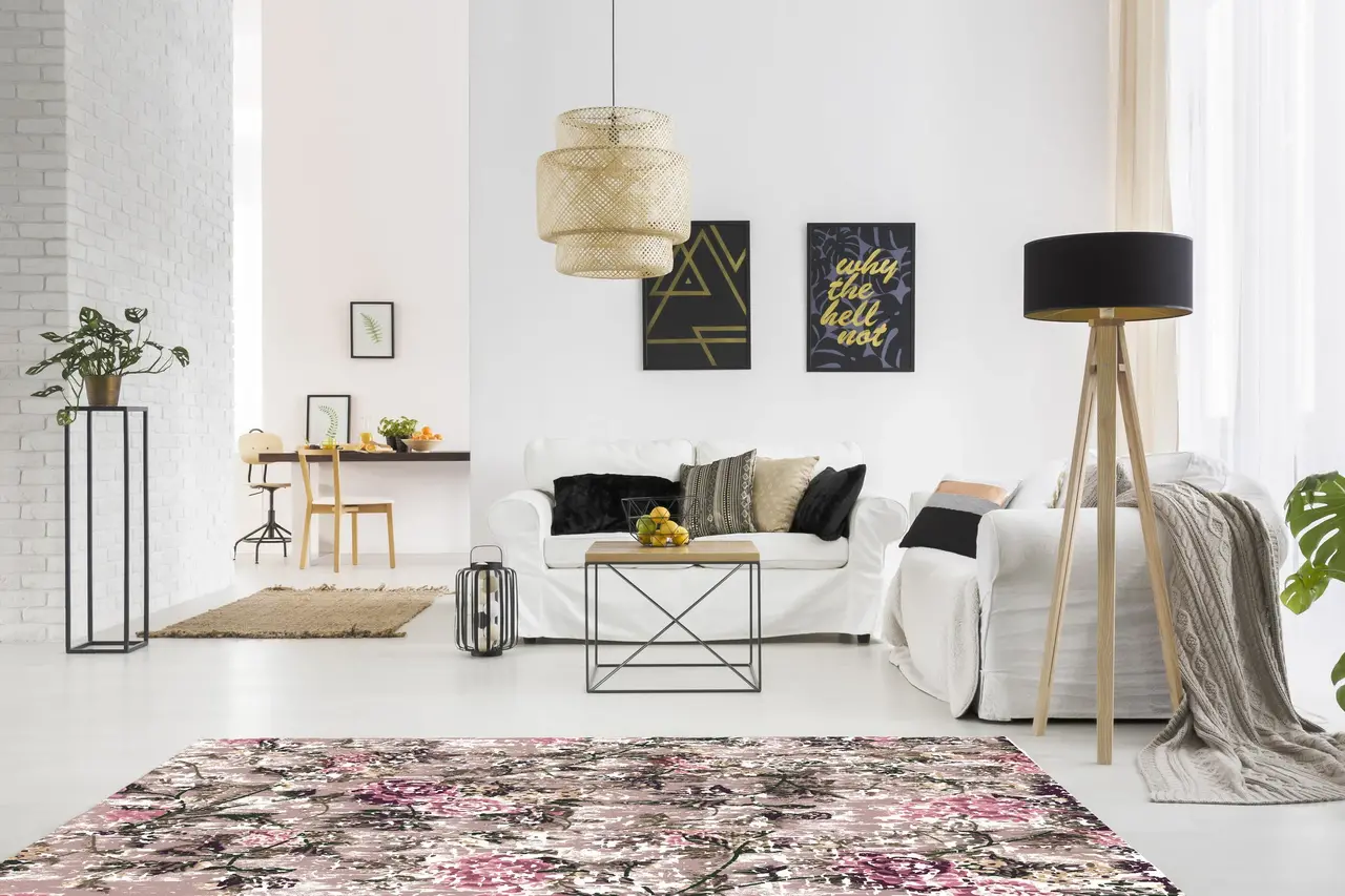 Vloerkleed vinyl | Pink Lady,  Vintage bloemen oud roze Vloerkleed vinyl | Pink Lady,  Vintage bloemen oud roze