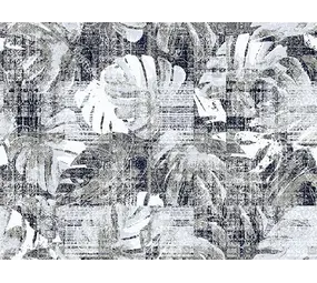 Vloerkleed vinyl | Leaves zwart/wit Vloerkleed vinyl | Leaves zwart/wit