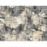 Vinyl rug | Vintage leaves beige/gray/black Vinyl rug | Vintage leaves beige/gray/black