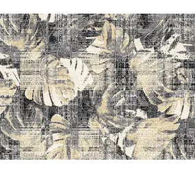 Vinyl rug | Vintage leaves beige/gray/black Vinyl rug | Vintage leaves beige/gray/black