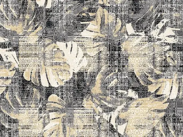 Vloerkleed vinyl | Vintage leaves beige/grijs/zwart Vloerkleed vinyl | Vintage leaves beige/grijs/zwart