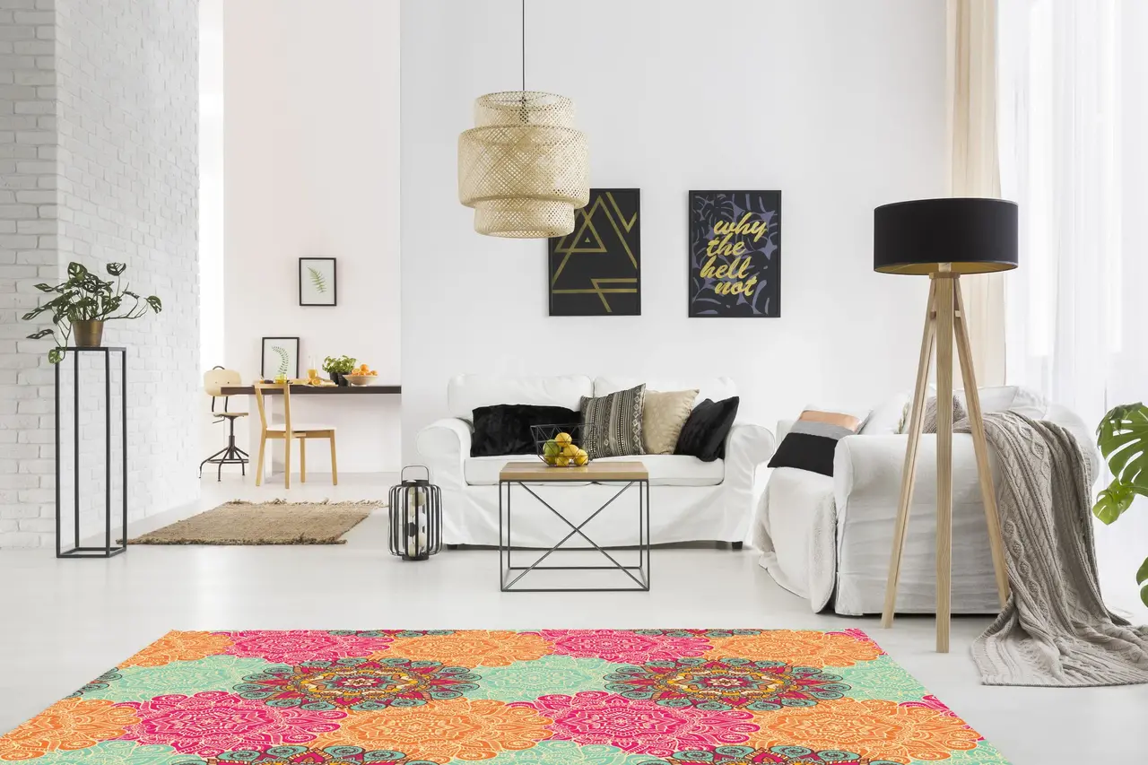 Vinyl rug | Mandala pink/orange Vinyl rug | Mandala pink/orange