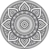 Vloerkleed vinyl rond | Mandala zwart/wit Vloerkleed vinyl rond | Mandala zwart/wit