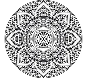 Vloerkleed vinyl rond | Mandala zwart/wit Vloerkleed vinyl rond | Mandala zwart/wit