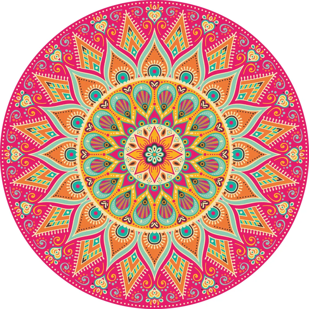 Rug vinyl round | Mandala coral Rug vinyl round | Mandala coral