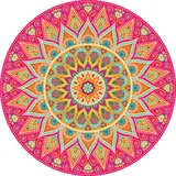 Vloerkleed vinyl rond | Mandala koraal Vloerkleed vinyl rond | Mandala koraal
