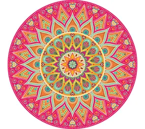 Vloerkleed vinyl rond | Mandala koraal Vloerkleed vinyl rond | Mandala koraal