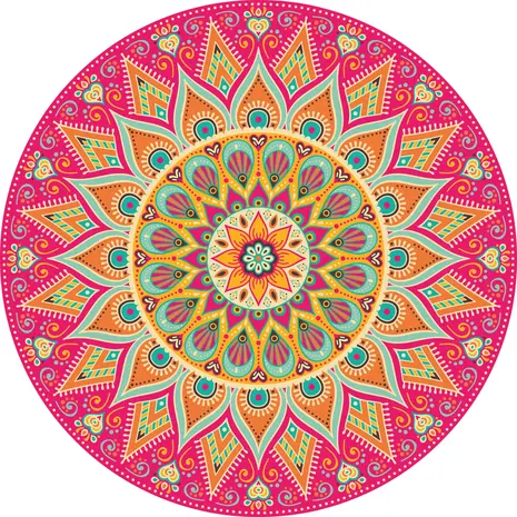 Vloerkleed vinyl rond | Mandala koraal Vloerkleed vinyl rond | Mandala koraal