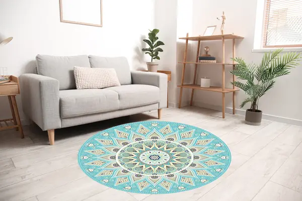 Vloerkleed Vinyl Rond Mandala Aqua Vloerkledenopvinyl Nl