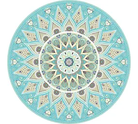 Vloerkleed vinyl rond | Mandala aqua Vloerkleed vinyl rond | Mandala aqua
