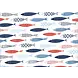 Vinyl placemat | Fish red/white/blue Vinyl placemat | Fish red/white/blue