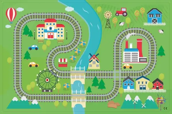 Spielteppich | Eisenbahnstrecke Spielteppich | Eisenbahnstrecke