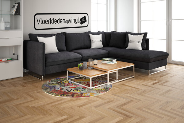 floorevents.com Vinyl rug round | Vintage collage