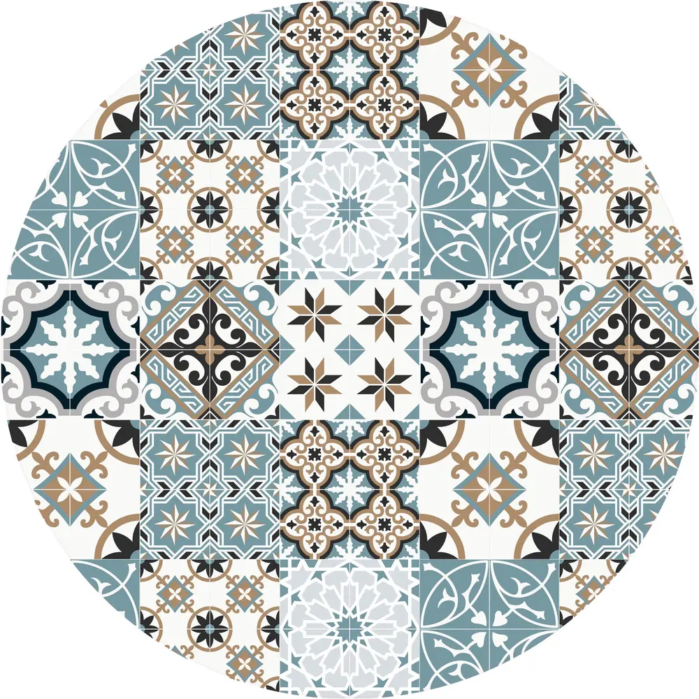 Floor rug Vinyl Round | Baladi Blue Floor rug Vinyl Round | Baladi Blue