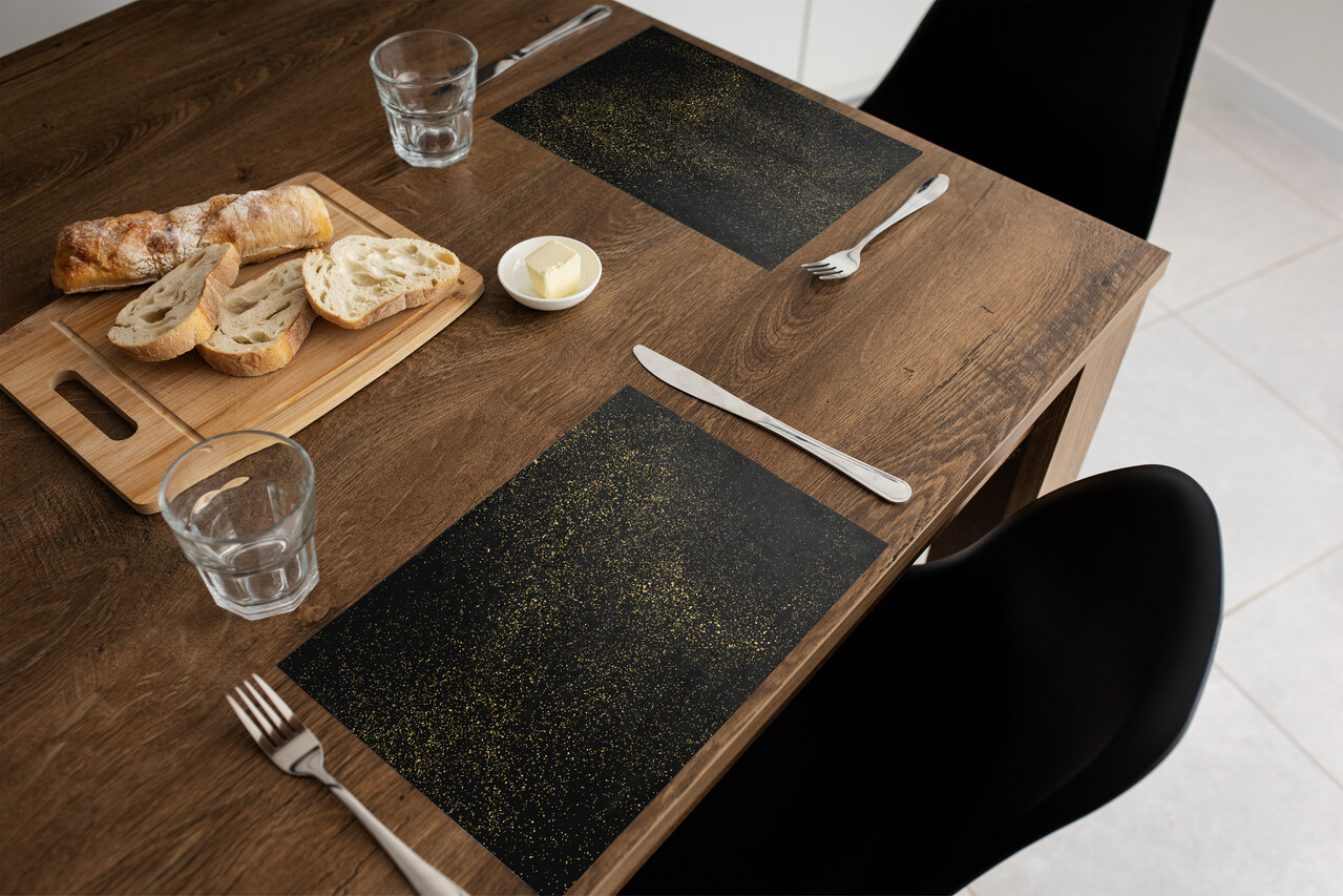 Placemat vinyl | Glitter Zwart / Goud Placemat vinyl | Glitter Zwart / Goud