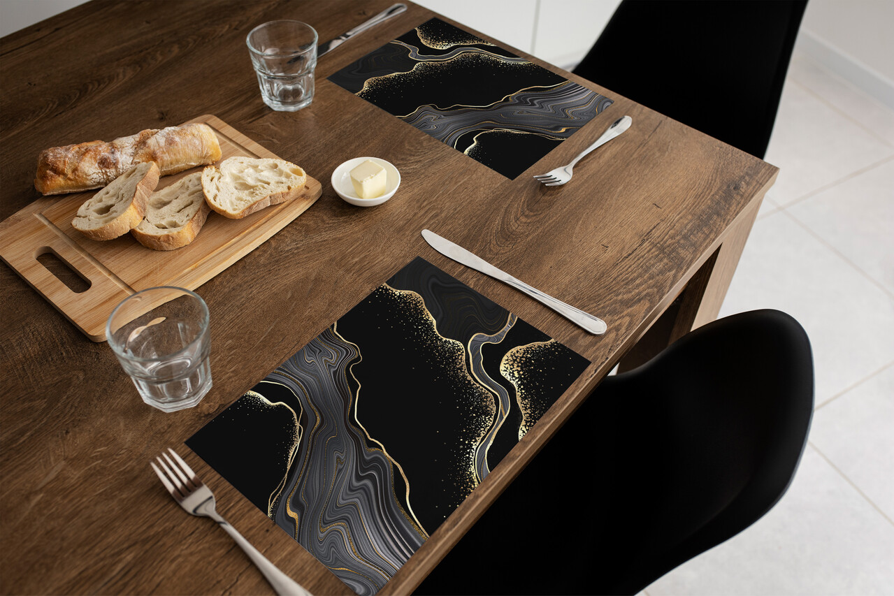 Placemat Vinyl | Dark sparkling marble