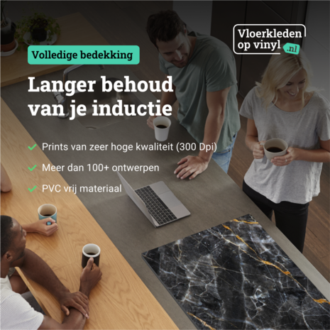 Inductie beschermer  | Dark en gold marble Inductie beschermer  | Dark en gold marble