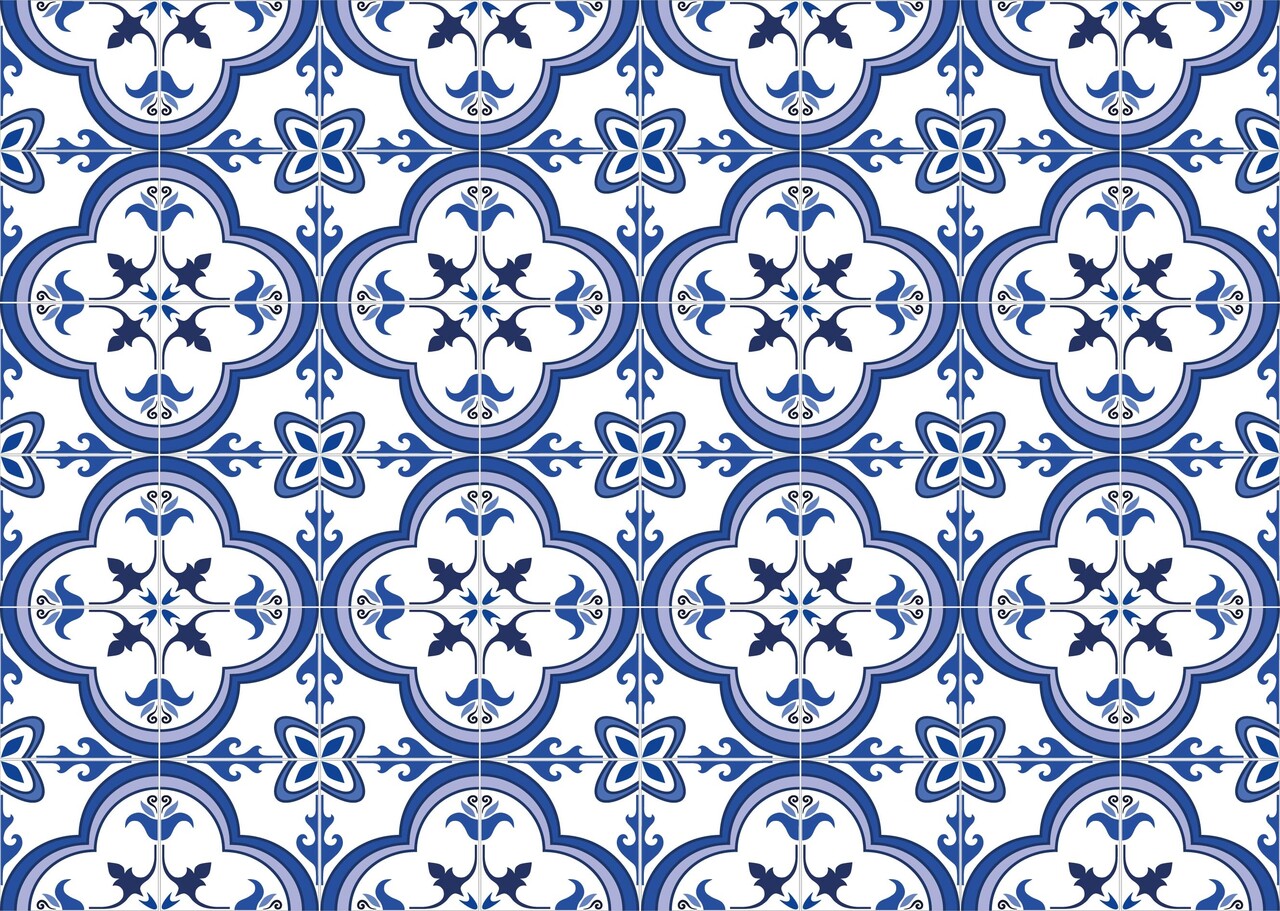 Vloerkleed vinyl | Blauwe Tegels Vloerkleed vinyl | Blauwe Tegels