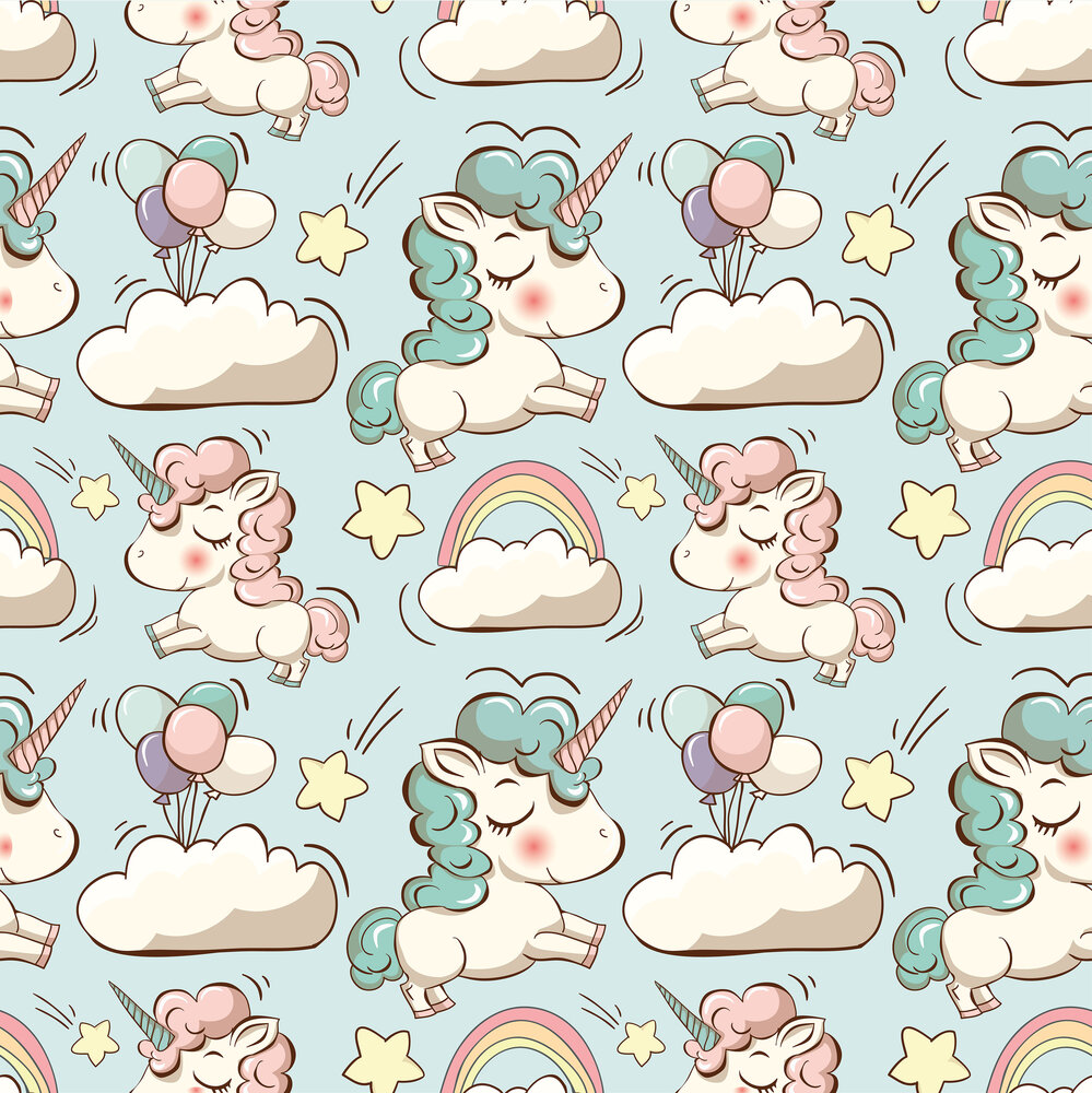 Kinderkamer kleed | Unicorn blauw