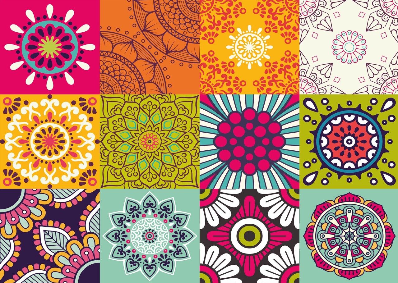 Tischset Vinyl | Retro-Blume