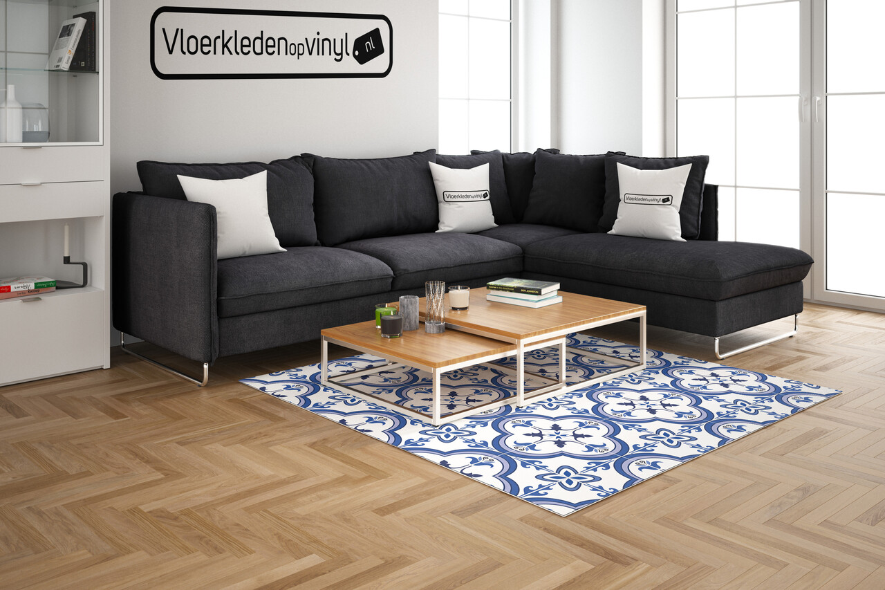 floorevents.com Vinyl rug | Blue Tiles
