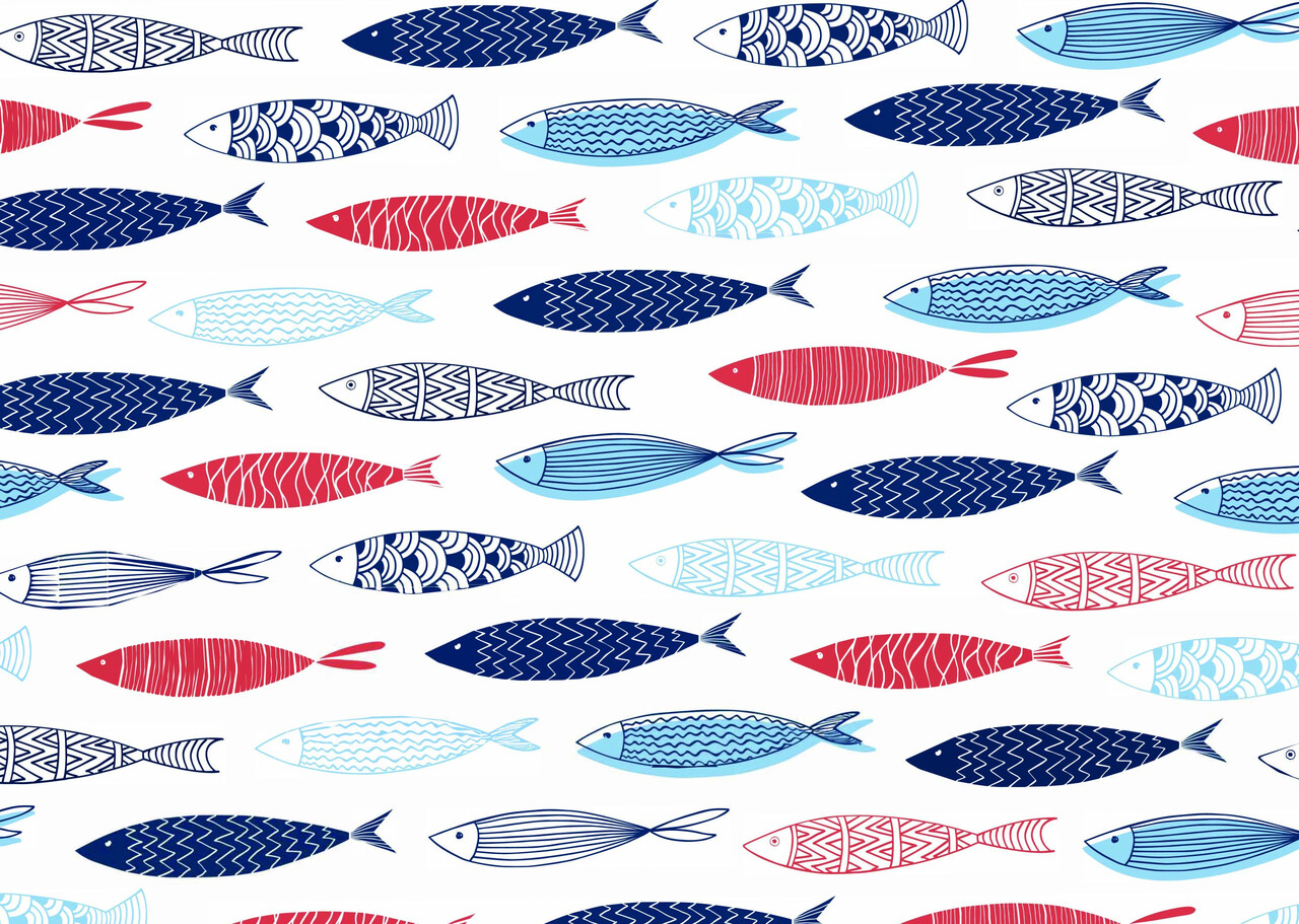 Tischset Vinyl | Fische rot/weiß/blau