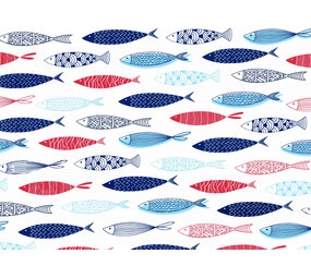 Tischset Vinyl | Fische rot/weiß/blau