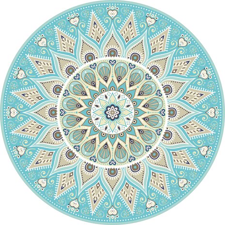 Vloerkleed vinyl rond | Mandala aqua
