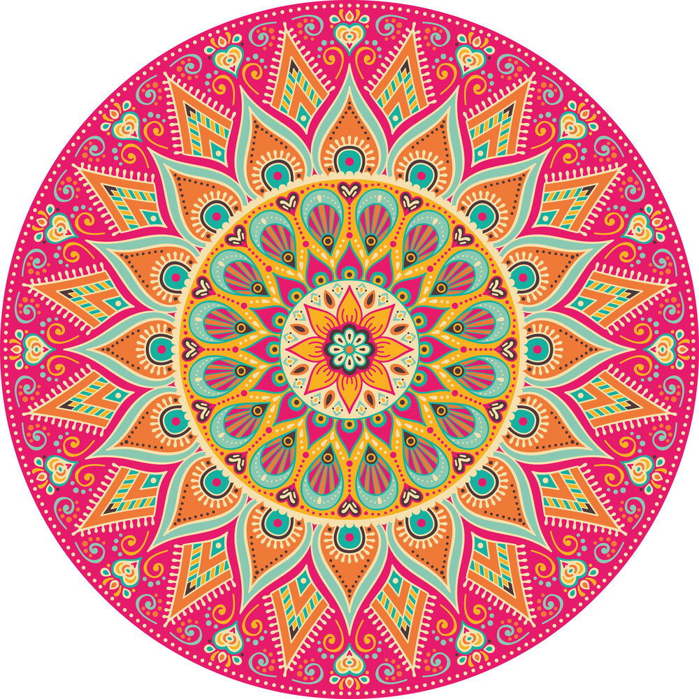 floorevents.com Rug vinyl round | Mandala coral