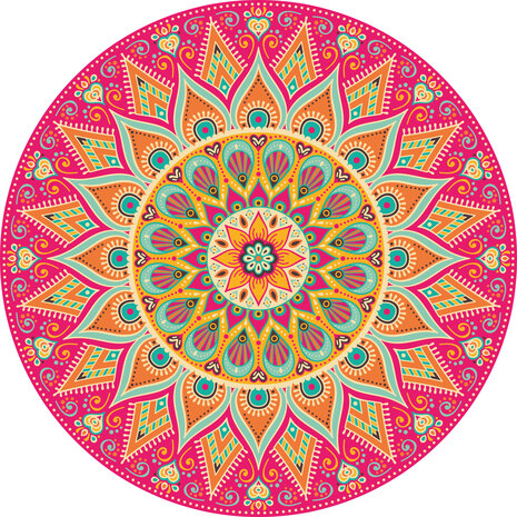 Rug vinyl round | Mandala coral