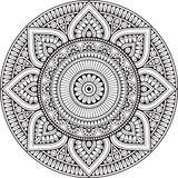 Vinylboden rund | Mandala schwarz/weiß