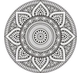 Round vinyl rug | Mandala black/white
