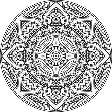 Vinylboden rund | Mandala schwarz/weiß