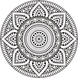 Vinyl round rug | Mandala black/white