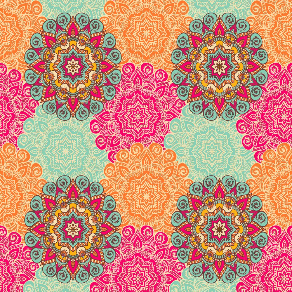 Vloerkleed vinyl | Mandala roze/oranje