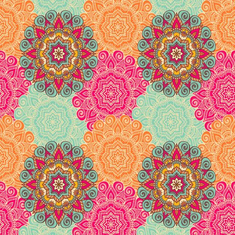 Vloerkleed vinyl | Mandala roze/oranje