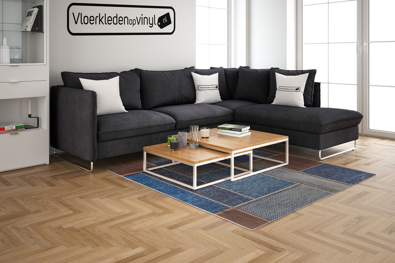 Vloerkleed vinyl | Jean. S,  jeans patchwork