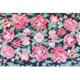 Vloerkleed vinyl |Geborduurde bloemen roze/blauw