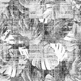 Vinyl rug | Leaves black/white