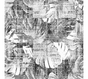 Vloerkleed vinyl | Leaves zwart/wit