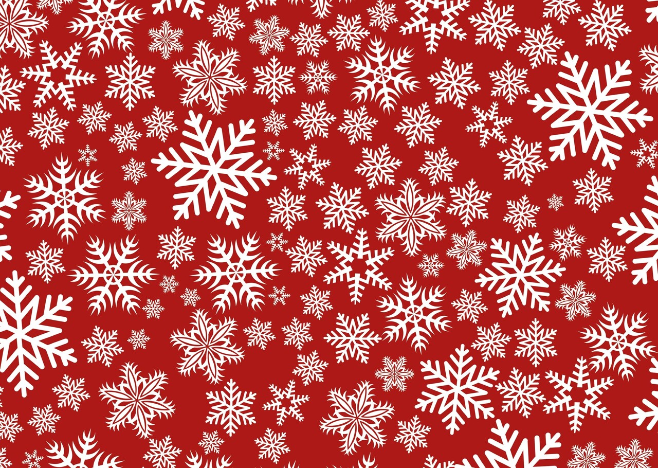 floorevents.com Kerst Placemat vinyl | Sneeuwvolkjes Rood / Wit