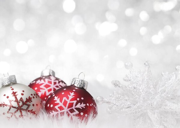 Kerst Placemat vinyl | Kerstballen sneeuw