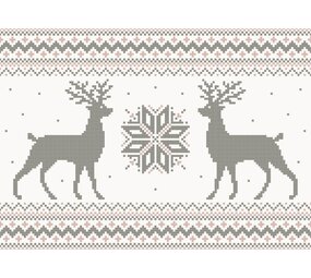 Weihnachts-Tischset Vinyl | Rentier rosa / grau