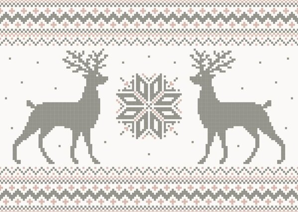 Kerst Placemat vinyl | Rendier roze / grijs